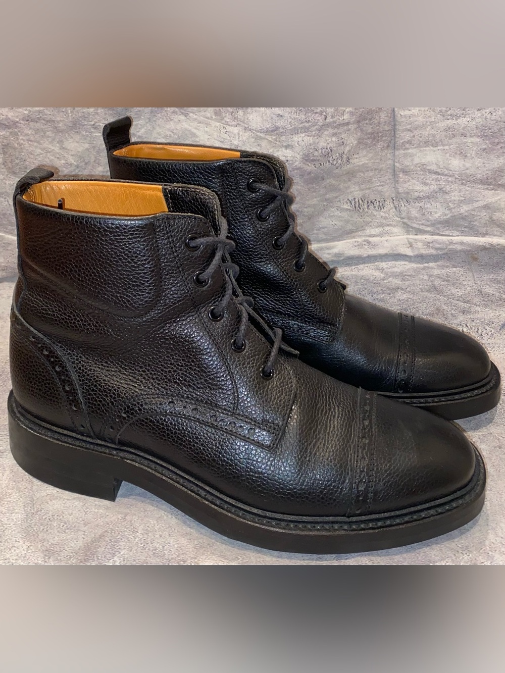 $1200 Varda Italy MB194 Lug Sole Combat Boots Dress Casual Brogue Cap Toe 9 Mens